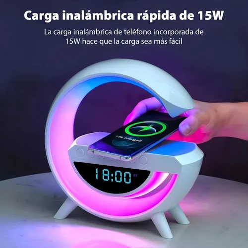 lampara 3 Lampara Led Parlante Luces Rgb Cargador Inalámbrico con Reloj G