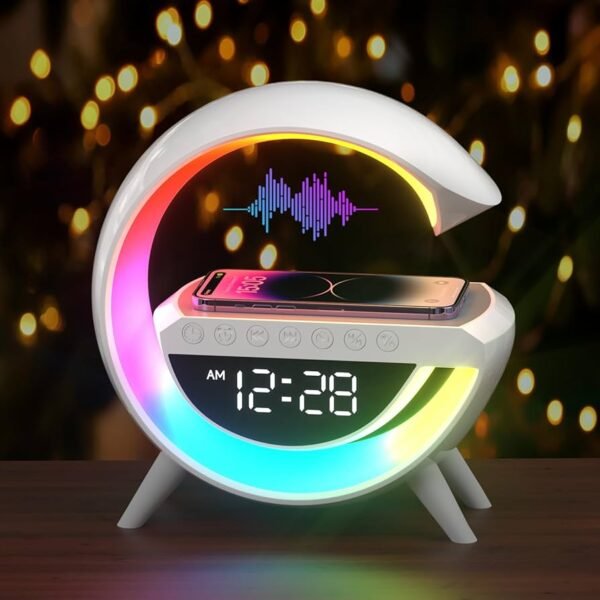 lampara 4 Lampara Led Parlante Luces Rgb Cargador Inalámbrico con Reloj G